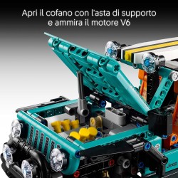 LEGO 42227 Technic SUV Jeep Wrangler Rubicon Giocattolo - Modello di Macchina Fuoristrada con Motore V6, Sterzo e Sospensioni -