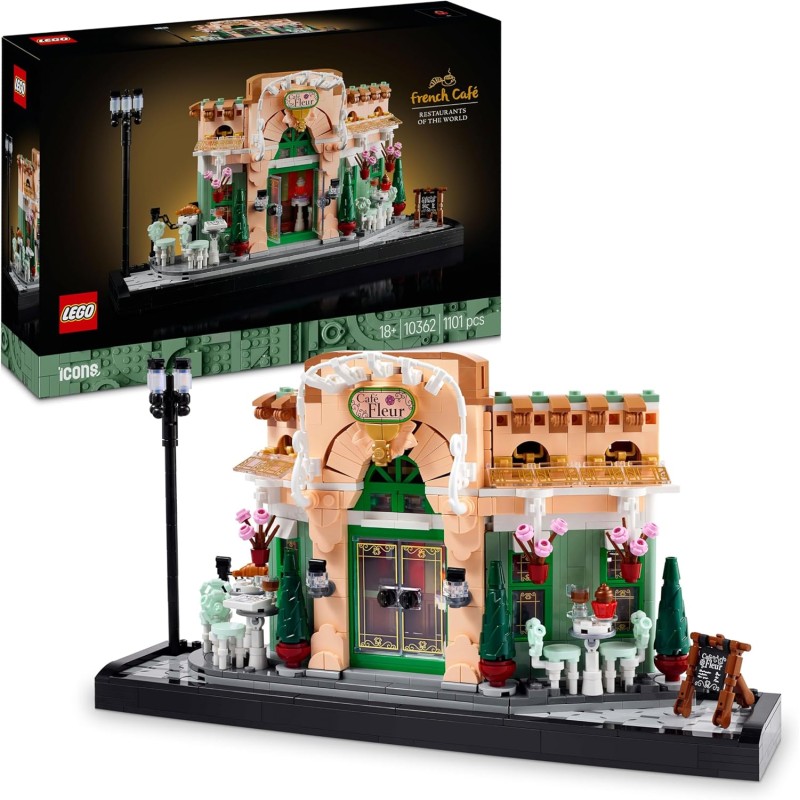 LEGO 10362 Icons Café Francese - Kit Modellismo Fai da Te per Adulti da Collezione - Casa in Miniatura Progettata come Decorazi
