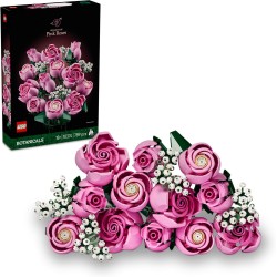 LEGO 10374 Botanicals Bouquet di Rose Rosa - Costruzioni per Adulti di Fiori Finti - Include 12 Rose Artificiali e 4 Rametti di