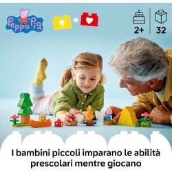 LEGO DUPLO 10452 Peppa Pig Gita in Campeggio con Papà - Giochi Montessori per Bambine e Bambini da 2 Anni - con Tenda, Canoa, F