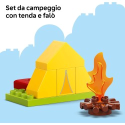 LEGO DUPLO 10452 Peppa Pig Gita in Campeggio con Papà - Giochi Montessori per Bambine e Bambini da 2 Anni - con Tenda, Canoa, F