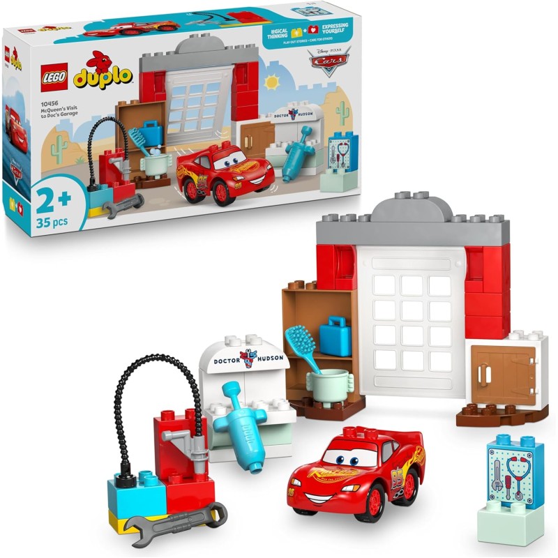 LEGO DUPLO│10456 Disney e Pixar La Visita di McQueen all’Officina di Doc - Include una Macchina Giocattolo, Attrezzi e Accessor