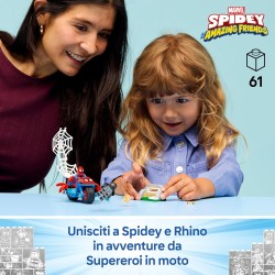 LEGO ǀ 11206 Marvel Spidey sulla Moto Contro Rhino - Motocicletta Giocattolo da Supereroe con 2 Minifigure
