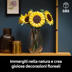 LEGO 11502 Botanicals Bouquet di Girasoli - Set di Fiori Artificiali per Adulti - Girasoli Finti e Steli di Eucalipto per Decor