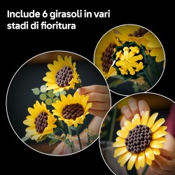 LEGO 11502 Botanicals Bouquet di Girasoli - Set di Fiori Artificiali per Adulti - Girasoli Finti e Steli di Eucalipto per Decor