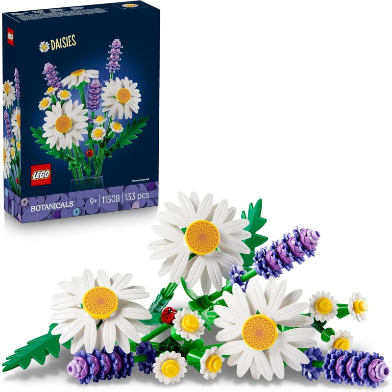 LEGO 11508 Botanicals Margherite - Idea Regalo Festa della Mamma - Bouquet di Fiori Artificiali con Margherite Finte e Lavanda 