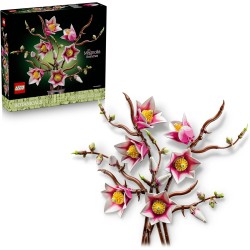 LEGO 11510 Botanicals Rametti di Magnolia - Set di Fiori Finti per Adulti - 5 Magnolie Artificiali per Decorare il Soggiorno o 
