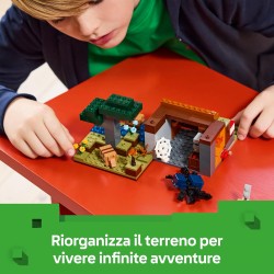 LEGO 21269 Minecraft Spedizione nella Miniera dell’Armadillo - Giocattolo Interattivo con Figure di Ragno della Caverna, Lupo e