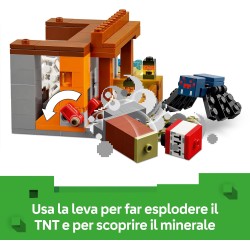 LEGO 21269 Minecraft Spedizione nella Miniera dell’Armadillo - Giocattolo Interattivo con Figure di Ragno della Caverna, Lupo e