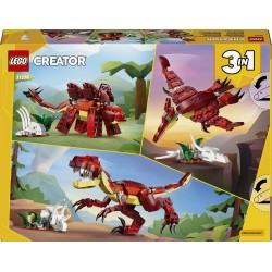 LEGO 31379 Creator 3 in 1 Feroce Dinosauro Giocattolo - Figure di Velociraptor, Stegosauro o Pterosauro con Elementi Scheletro 
