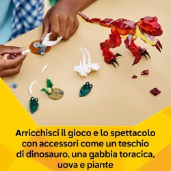 LEGO 31379 Creator 3 in 1 Feroce Dinosauro Giocattolo - Figure di Velociraptor, Stegosauro o Pterosauro con Elementi Scheletro 