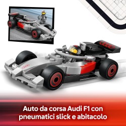LEGO 60493 City Display Truck F1 con Auto da Corsa Audi F1 Giocattolo - Kit con 3 Minifigure e Funzione di Sollevamento Veicoli