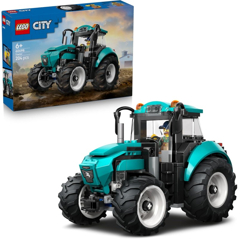 LEGO 60498 City Tractor Toy - Farm Vehicle Model Building Kit with a Farmer Minifigure - Birthday Gift Idea for 6+ Year Old Boy