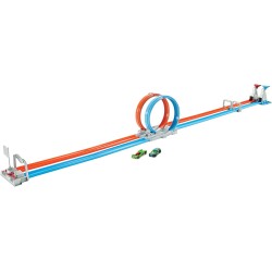 Hot-Wheels Pista Playset Sfida a Doppio Giro Mortale, con 2 Macchinine, Giocattolo per Bambini 4 + Anni, GFH85