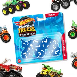 Hot Wheels HWN86 Monster Trucks – Grandi Tir, camion die-cast 1:64 con 6 ruote (Un modello a sorpresa tra stili assortiti), può