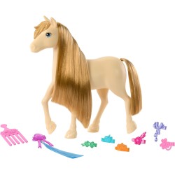 Mattel - Barbie - HXJ36 Pony Tornado, cavallo con lunga criniera da acconciare e pettinare e accessori, ispirato alla serie Net
