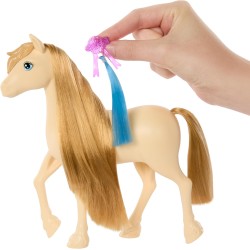Mattel - Barbie - HXJ36 Pony Tornado, cavallo con lunga criniera da acconciare e pettinare e accessori, ispirato alla serie Net