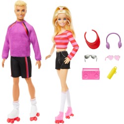 Mattel - Barbie HXK90 - Barbie e Ken sui Pattini a Rotelle, set Fashionistas da collezione 65° Anniversario con 2 bambole e 6 a