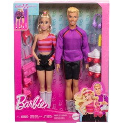 Mattel - Barbie HXK90 - Barbie e Ken sui Pattini a Rotelle, set Fashionistas da collezione 65° Anniversario con 2 bambole e 6 a