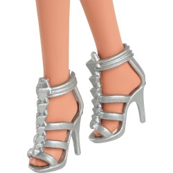Mattel - Barbie HYT92 - Bambola Fashionistas n. 234, con capelli marroni, abito viola a bolle con paillettes e gonna satinata,