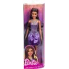 Mattel - Barbie HYT92 - Bambola Fashionistas n. 234, con capelli marroni, abito viola a bolle con paillettes e gonna satinata,