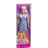 Mattel - Barbie HYT93 - Bambola Fashionistas n. 237, con capelli biondi ondulati, abito azzurro e fiocchi, accessorio per capel