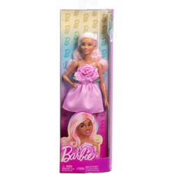 Mattel - Barbie HYY94 - Bambola Fashionistas n. 238, con capelli rosa pastello, abito con corpetto con rosa, fermaglio con perl
