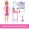 Mattel - Barbie Carriere JCR70 - Scienziata, set bambola bionda con camice bianco da laboratorio e accessori inclusi, tavolo, m
