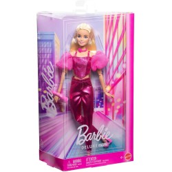 Mattel - Barbie JFP40 - Deluxe Style n. 5, bambola con abito rosa metallizzato e capelli biondi, top a corsetto scintillante e