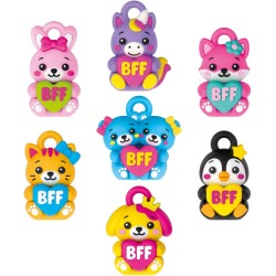 Clementoni BFF - Le Sweeties - Amiche Sempre Insieme Peluche Portachiavi, Gioco Collezionabile Bambini 5+ Anni, Zip con Ciondol