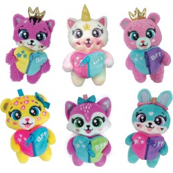 Clementoni BFF - Le Sweeties - Amiche Sempre Insieme Peluche Portachiavi, Gioco Collezionabile Bambini 5+ Anni, Zip con Ciondol