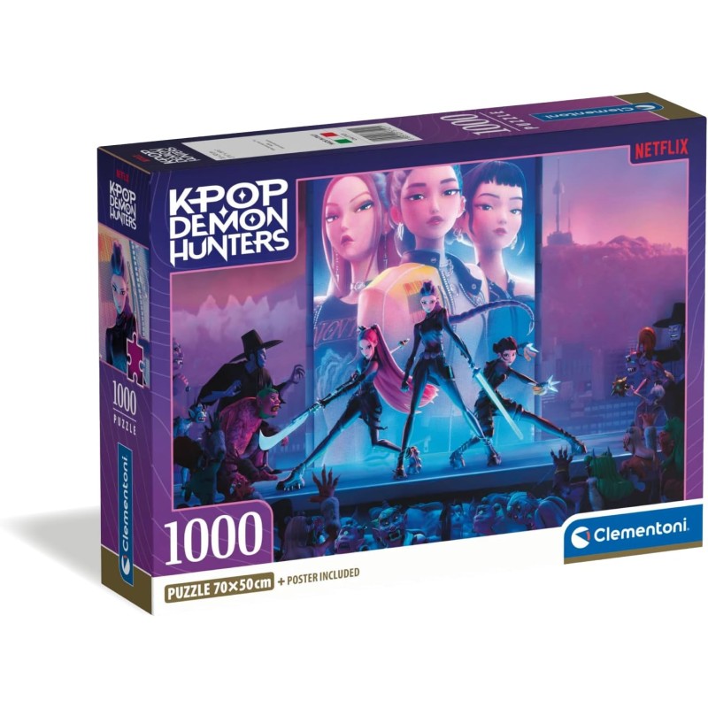 Clementoni Puzzle 1000 Pezzi per Adulti e Ragazzi, Illustrazione con Tema K-pop Demon Hunters, Idea Regalo, Made in Italy, 70x5