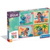 Clementoni - Puzzle 4 in 1 Supercolor, per Bambini 3+ Anni, Diverse Pezzature Illustrazioni Disney Stitch, Idea Regalo, Made in