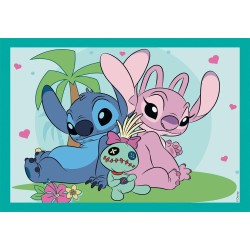 Clementoni - Puzzle 4 in 1 Supercolor, per Bambini 3+ Anni, Diverse Pezzature Illustrazioni Disney Stitch, Idea Regalo, Made in