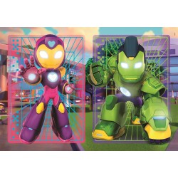 Clementoni - Puzzle per Bambini 2x20 Pezzi Supercolor, 3+ Anni, Illustrazione con Marvel Iron Man and his Awesome Friends, Idea