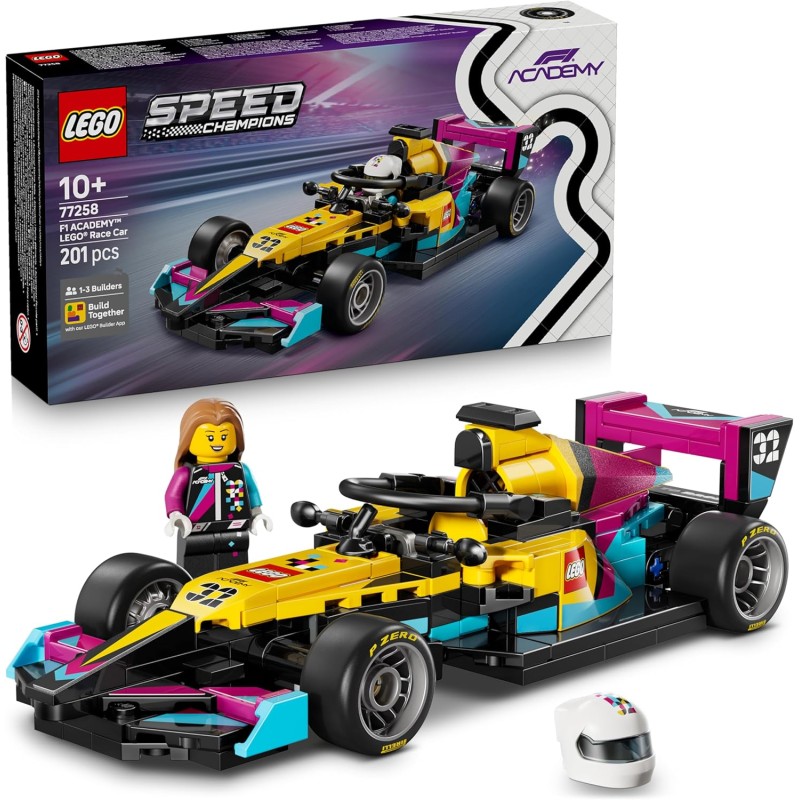 LEGO 77258 Speed Champions Auto da Corsa F1 ACADEMY Giocattolo - Kit Modellismo con Minifigure di Pilota Donna di Formula 1