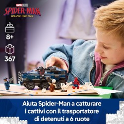 LEGO | 76349 Marvel Spider-Man: Inseguimento del Trasportatore di Detenuti - Giocattolo da Supereroi con Macchina Blindata e 4 
