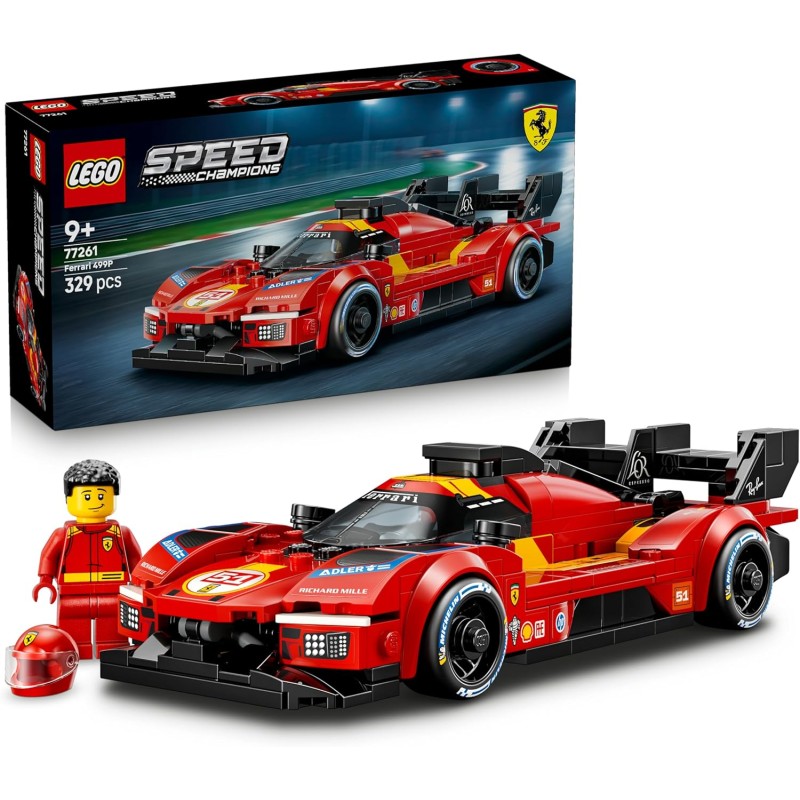 LEGO 77261 Speed Champions Ferrari 499P Macchina Giocattolo - Modello STEM di Auto da Corsa con Minifigure da Collezione - Gadg