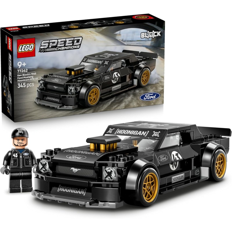 LEGO 77262 Speed Champions Ford Mustang ‘65 Hoonicorn V1 di Ken Block Macchina Giocattolo - Kit Modellismo con Minifigure da Co
