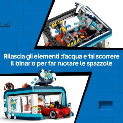 LEGO 60497 City Autolavaggio Drive-In Giocattolo - Include 2 Modellini di Auto, Funzione di Lavaggio e 4 Minifigure con Accesso