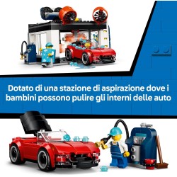LEGO 60497 City Autolavaggio Drive-In Giocattolo - Include 2 Modellini di Auto, Funzione di Lavaggio e 4 Minifigure con Accesso
