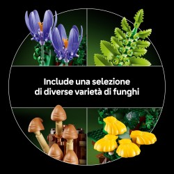 LEGO 11505 Botanicals Funghi del Bosco - Set di Piante Artificiali per Adulti con un Fungo Velenoso e Fiori Finti - Decorazione