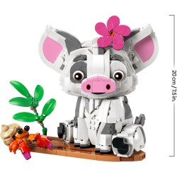 LEGO | 43292 Disney Vaiana Pua Action Figure - Maialino Giocattolo con Fiore, Granchio e Zattera da Supporto - Decorazione Came