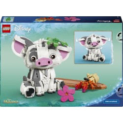 LEGO | 43292 Disney Vaiana Pua Action Figure - Maialino Giocattolo con Fiore, Granchio e Zattera da Supporto - Decorazione Came