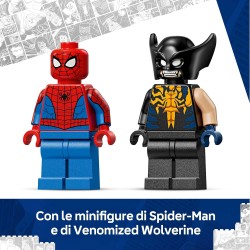 LEGO | 76336 Marvel Auto di Spider-Man vs. Venomized Wolverine - Giocattolo dei Supereroi con Modello di Macchina, 2 Minifigure