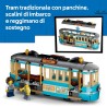 LEGO 60506 City Classic Tram Classico della Spiaggia - Treno Giocattolo con Binari, Scena di Strada, 5 Minifigure e 5 Figure di