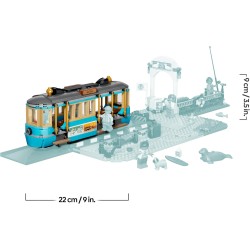 LEGO 60506 City Classic Tram Classico della Spiaggia - Treno Giocattolo con Binari, Scena di Strada, 5 Minifigure e 5 Figure di