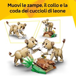 LEGO 31386 Creator 3in1 Animali Selvatici: Leone Maestoso Giocattolo - Trasformabile in una Leonessa o in 2 Cuccioli - Decorazi