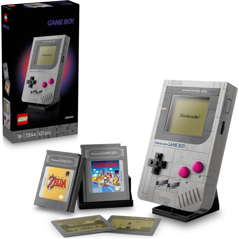 LEGO 72046 Super Mario Game Boy Set da Costruzione per Adulti - Modello da Esposizione Nintendo con 2 Cartucce con Schermi Lent