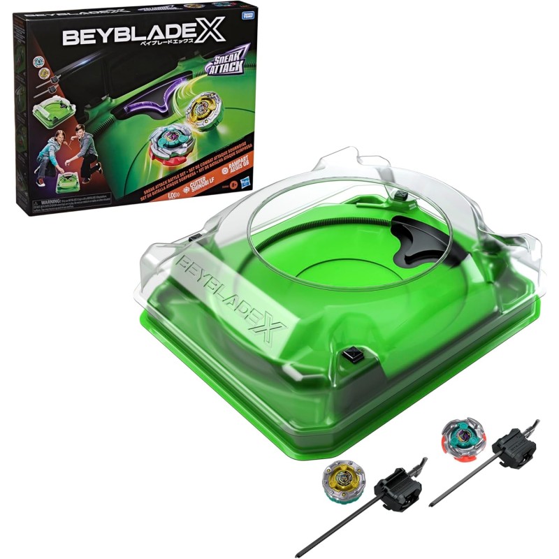 Hasbro Beyblade X, Set da Battaglia Sneak Attack con Arena Beystadium, 2 trottole con Rotazione a Destra di Takara Tomy, trotto